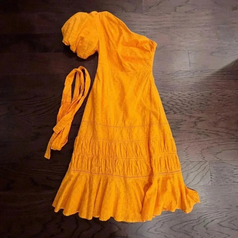 Latiste Orange One Shoulder Dress with Tie - Size Small and Pre Loved